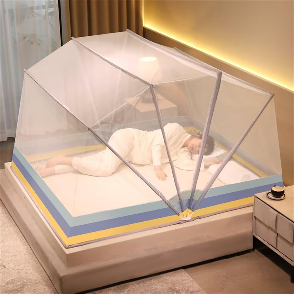 蚊帳 折りたたみ式 モスキートネット 底なし 通気性 収納便利 全方位